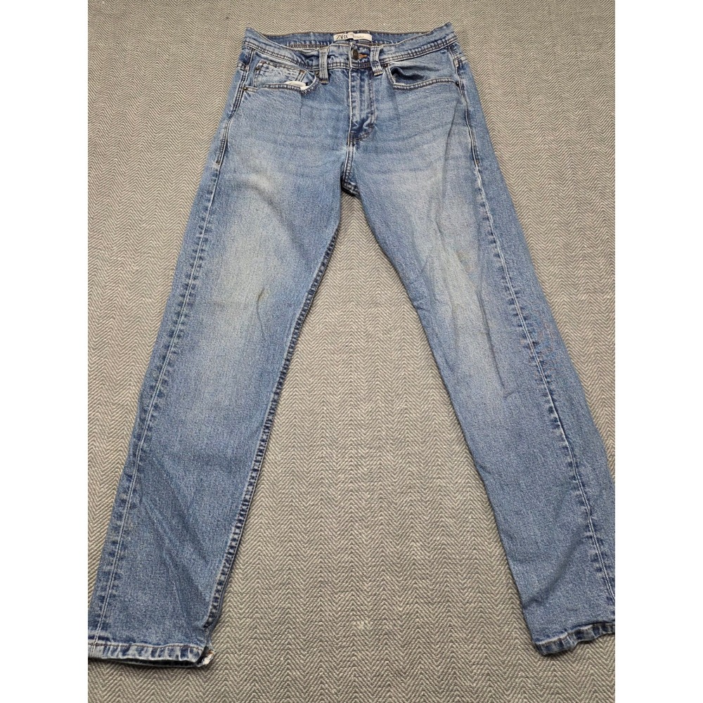 Zara Denimwear Co Mens Straight Leg Light Wash Blue Jeans Size 31x27